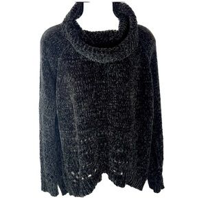 BOGO💥 Xhilaration Black Chunky Knit Cowl Neck Sweater Sz L Bin J